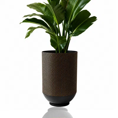 Marleth Brown Woven Rattan Cylinder Planter