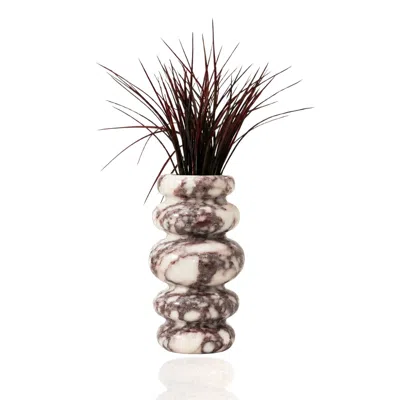 Marleth Calacatta Viola Marble Sculptural Vase In Beige/black/purple/white
