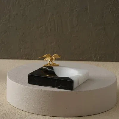 Marleth Eagle-shaped Square Ashtray In White;black;gold