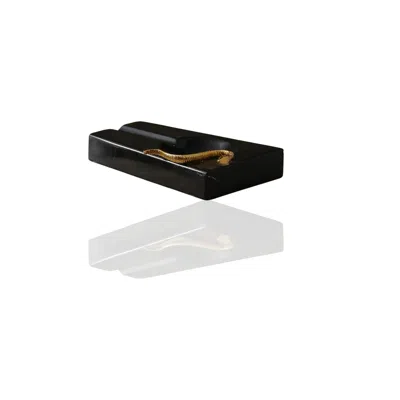 Marleth Gold / Black Black Marble Cigar Ashtray With Gold Snake Detail & Handmade
