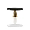 Marleth Gold / Black Black Marble Serving Stand With Brass Cone Base