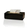 Marleth Gold / Black Black Marble Tissue Box With Brass Detail