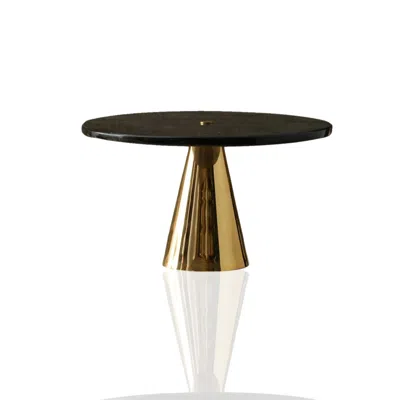 Marleth Gold / Black Black Marble Tray-style Serving Stand With Brass Cone Base
