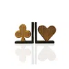 Marleth Gold / Black Clover & Heart Bookend Set – Elegant Brass & Black Marble Decor