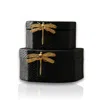 Marleth Gold / Black Dragonfly Black Leather Box Set With Brass Handles, Set Of Two