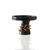 Marleth Gold / Black Grey Marble Pedestal Stand With Gold Leaf Detail