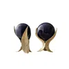 Marleth Gold / Black Set Of Two Feather Marble Sphere Decor, Gold & Deep Blue