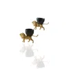 Marleth Gold / Black Set Of Two Gold Lion Holders With Grey Marble Cups