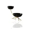 Marleth Gold / Black Two-tier Black Marble Serving Bowls With Gold Branch Base