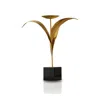 Marleth Gold / Black Victoria Candle Holder With Brass Leaves & Marble Base
