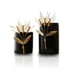Marleth Gold / Black Wheat Black Marble Vase, Set Of Two