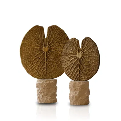Marleth Gold / Brown Set Of Two Aged Gold Moss Leaf Decor In Multi