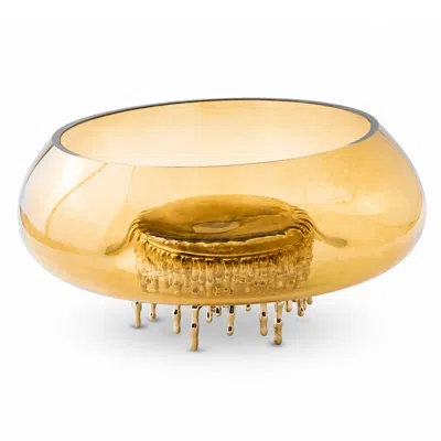Marleth Gold Dory Footed Amber Glass Bowl
