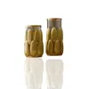 Marleth Gold Hue Modern Glass Vases, Set Of Two