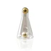 Marleth Gold / White Cone-shaped Glass Decanter With Brass Sphere Details