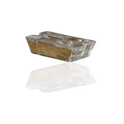 Marleth Gold / White Envelope-style Glass Cigar Ashtray With Gold Leaf Detailing