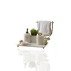 Marleth Gold / White Five-piece Luxury Marble Bathroom Set With Golden Towel Holder
