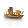 Marleth Gold / White Gold-plated Turkish Coffee Set With Tray, Glass & Delight Bowl