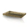 Marleth Gold / White Gold-toned Brass Tray With Clover Cut-out Border & Mirrored Base