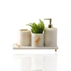 Marleth Gold / White Golden Motif Marble Bathroom Set Four-piece, White Marble & Gold Detailing