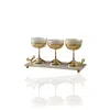 Marleth Gold / White Set Of Three Gold Dessert Bowls With White Marble Tray