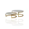 Marleth Gold / White Set Of Two White Marble Serving Stands With Brass Legs