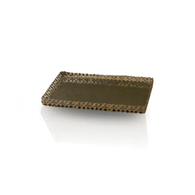 Marleth Gold / White Silver-toned Brass Tray With Clover Cut-out Border & Mirrored Base In Multi