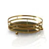 Marleth Gold / White Three-tier Round Brass Tray With Mirrored Base & Woven Detailing – Gold Finish