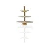 Marleth Gold / White Three-tier White Marble Serving Stand With Gold Finish