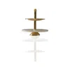 Marleth Gold / White Two-tier White Marble Serving Stand With Gold Finish
