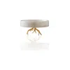 Marleth Gold / White White Marble Cake Stand With Gold Root Base