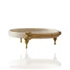 Marleth Gold / White White Marble Footed Serving Tray With Double Tulip Accent