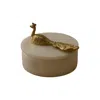 Marleth Gold / White White Marble Peacock Storage Box With Gold Lid