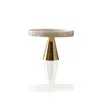 Marleth Gold / White White Marble Serving Stand With Brass Cone Base