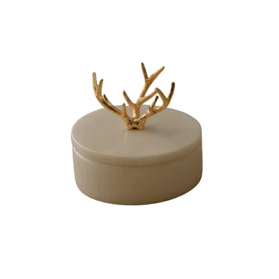 Marleth Golden Horn White Marble Storage Box
