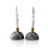 Marleth Grey Half-moon Marble Candle Holders, Set Of Two
