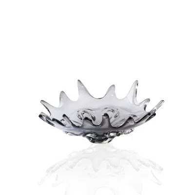 Marleth Grey Hand-blown Clear Glass Flame Bowl & Organic Form In Gray