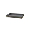 Marleth Grey Large Charcoal Leather Tray – Brass Stud Accents