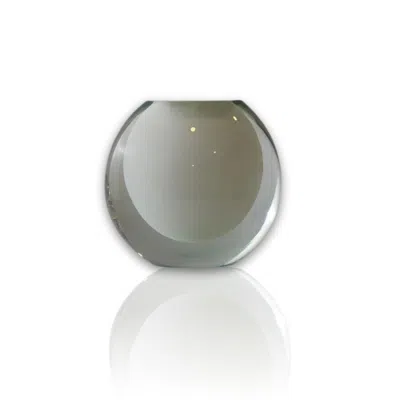 Marleth Grey / White Murano Colored Glass Sphere Sculpture – White Core