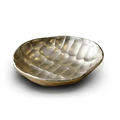 Marleth Hammered Round Brass Tray In Silver Finish