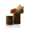 Marleth Hand-embossed Brass Vases, Set Of Two  – Textured Gold Accent Vases
