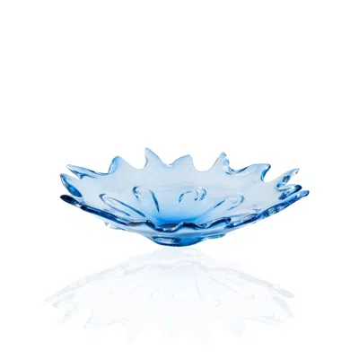 Marleth Hand-blown Blue Glass Flame Bowl  & Organic Form