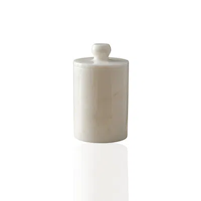 Marleth Handcrafted Marble Waste Bin –& White Bathroom Bin Cylindrical Form