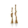 Marleth Handmade Brass Spiral Candle Holders – Sculptural Gold-tone Set