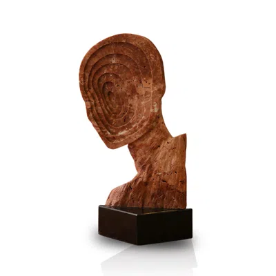 Marleth Handmade  Face In Red Silhouette Sculpture, Natural Stone