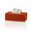 Marleth Leather Tissue Box – Rectangular In Bold Orange Finish