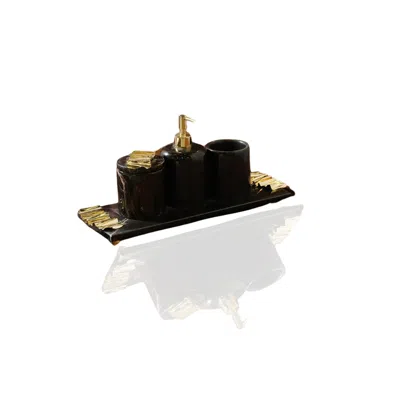 Marleth Luxury Marble Bathroom Set Four-pieces & Black Marble Set With Gold Accents