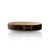 Marleth Neutrals / Black Handmade Travertine Tray Beige Stone & Brown Leather Belt With Gold Horsebit Detail