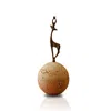 Marleth Neutrals Gazelle Finial Sphere Box In Travertine & Bronze In Brown