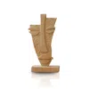Marleth Neutrals Handmade African Mask Travertine Sculpture, Natural Beige Abstract Form